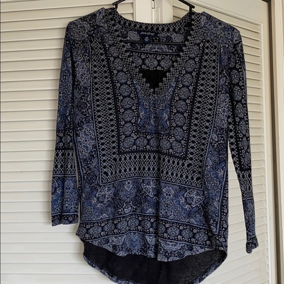Lucky Brand 3/4 sleeved  boho style top - Picture 1 of 5